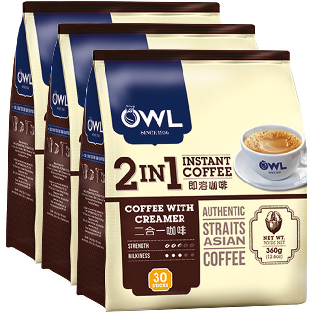 OWL 猫头鹰 无蔗糖二合一速溶咖啡 360g*3袋