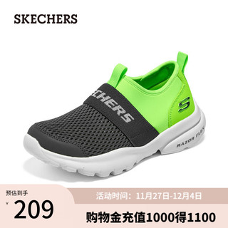 SKECHERS 斯凯奇 季男童一脚蹬易穿脱舒适中大童405215L 炭灰色/柠檬色/CCLM 37码