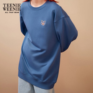 Teenie Weenie小熊卫衣女学院风宽松圆领卫衣上衣女 蓝色 160/S