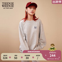 Teenie Weenie小熊宽松圆领套头卫衣时尚休闲兔年国潮女 中灰色 165/M