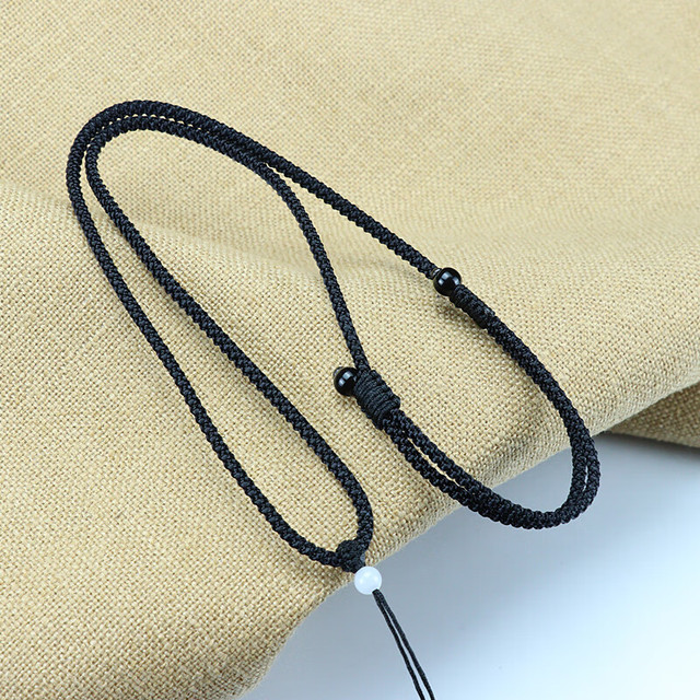 MENGYI 梦逸 手工编织红黑项链挂坠绳子玉坠平安扣吊坠挂绳男女翡翠手编挂件绳 黑色3mm可调节