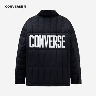 Converse 匡威童装男女童超轻羽绒服冬季儿童星星印花保暖外套 正黑色 160/80