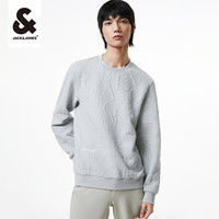杰克琼斯秋季男百搭休闲和简约舒适潮流刺绣衣身提花满印卫衣 C42海雾灰 185/104A/XL