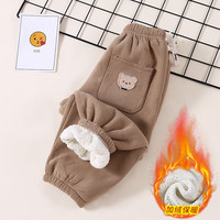 贝婴初儿童休闲裤冬季加厚加绒韩版男女童休闲裤中小童卫裤羊驼绒裤 卡其【加绒加厚】 140码