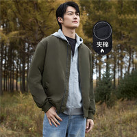 GIORDANO 佐丹奴 棒球服男24冬棒球领夹棉棉衣外套潮酷飞行员夹克男01072684 04 绿色 M