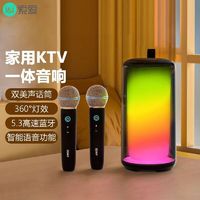 SOAIY 索爱 无线蓝牙音箱k歌话筒音响一体麦克风唱歌家庭ktv套装