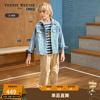 TEENIE WEENIE Kids小熊童装24秋款男童刺绣可脱卸帽牛仔夹克外套 牛仔色 120cm