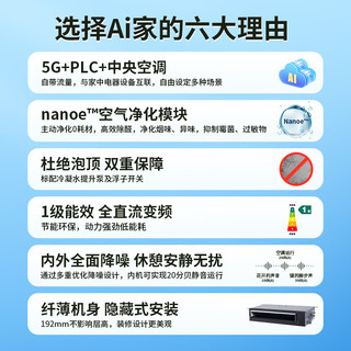 海信（Hisense）Ai家系列家用中央空调多联机一级能效全直流变频自带5G网络全屋智能操控 5匹 一级能效 140一拖五90-120㎡ 1级变频