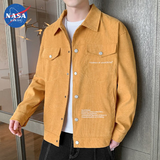 NASA RHUDE【回馈】夹克外套男舒适春秋款宽松韩版简约百搭上衣 J154姜黄 3XL(160-180斤）