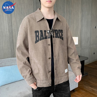 NASA RHUDE【回馈】夹克外套男舒适春秋款宽松韩版简约百搭上衣 J155浅咖 4XL(180-200斤）