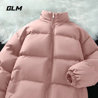 GLM冬季立领棉衣男生加厚保暖潮牌百搭棉服休闲宽松面包服 粉#GL纯色 M