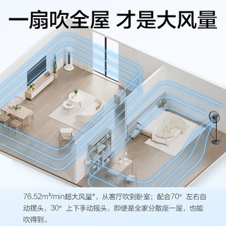 艾美特电风扇家用落地风扇大风力电扇宿舍轻音省电摇头强力台扇