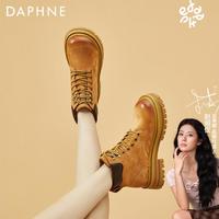 DAPHNE 达芙妮 冬季加绒/单里大黄靴女短靴骑士靴马丁靴女靴女鞋