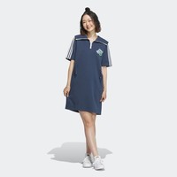 adidas 阿迪达斯 学院风休闲运动翻领短袖连衣裙女装adidas阿迪达斯官方三叶草