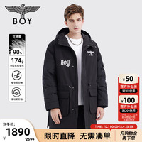 BOY LONDON 秋冬情侣款外套老鹰刺绣长款连帽羽绒服N2