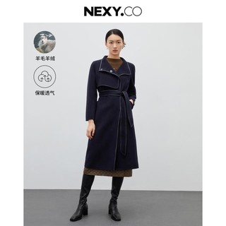 NEXY.CO 奈蔻 流行气质百搭羊毛呢子外套女中长款大衣