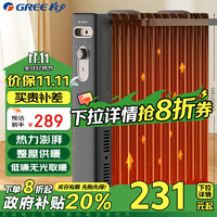 移动端、京东百亿补贴：GREE 格力 整屋升温家用13片电油汀取暖器电暖器电暖气片家用油汀干衣加湿防烫 NY22-X6222