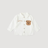 巴厘小猪（BALIPIG）男童衬衫超萌可爱卡通上衣春秋季纯棉小衫婴幼儿衣服秋款儿童衬衣 米白 90cm