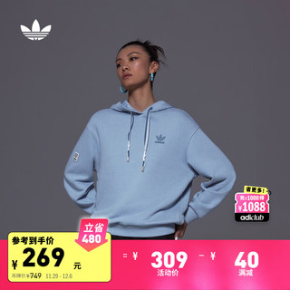 adidas 阿迪达斯 三叶草女装冬季运动连帽卫衣IW9415 天蓝 A/S