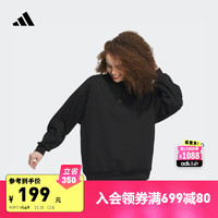 adidas 阿迪达斯 加绒圆领套头卫衣女装阿迪达斯官方轻运动IK9888 黑色 A/M