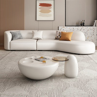 LANNISEN 兰尼森 弧形沙发真皮奶油风小户型客厅家用轻奢现代简约皮艺异形月亮沙发 四人位（2.8米）右贵妃 真皮（海绵座包）