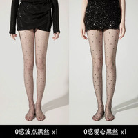 波点黑丝袜女春秋超薄款光腿防勾丝性感黑色不掉档打底连裤袜 均码