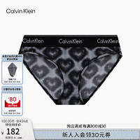 卡尔文·克莱恩 Calvin Klein 内衣24春夏女士甜蜜桃心满印比基尼内裤QF7803AD LNP-静谧黑 L