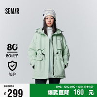 森马（Semir）长光卫星联名羽绒服女中长款收腰三防冬刺绣宽松连帽101723113065 L