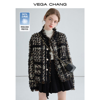 百亿补贴：VEGA CHANG 小香风外套女短款流苏粗花呢夹克外套