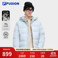 FILA FUSION斐乐潮牌款羽绒服欧阳娜娜同款冬季宽松连帽外套 湘妃灰-GY