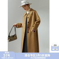FANSIANEN范思蓝恩22FS4171韩系双面呢子大衣女秋冬赫本风单排扣羊毛呢外套