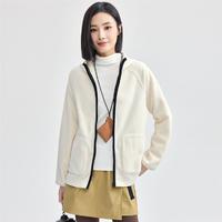 GIORDANO 佐丹奴 2024年秋冬摇粒绒撞色拉链连帽插肩针织外套女款