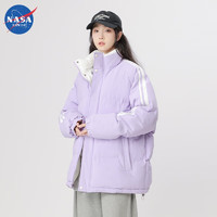 NASA RHUDE多巴胺色系宽松简约纯色侧边条纹棉服冬季棉袄款立领棉服外套 薄雾紫 M