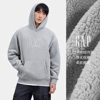 Gap 盖璞 男女装2024秋季款字母logo仿羊羔绒连帽卫衣休闲上衣658849