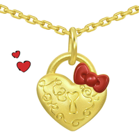 Chow Sang Sang 周生生 94476P Hello Kitty蝴蝶结爱心锁足金吊坠 1g