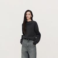 秋装 保暖软糯烟管领100%羊毛毛衣女