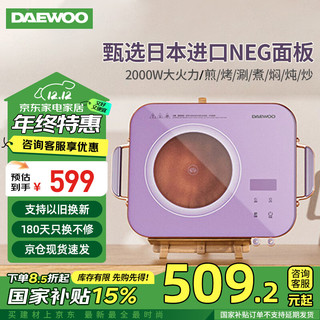 DAEWOO 大宇 电陶炉新款光波炉电磁炉家用煮茶器小型炒菜智能多功能一体锅套装不挑锅 紫色