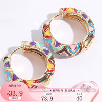 KOSE花朵滴油耳环银针女 彩色珐琅耳扣耳圈配饰 ES0201-花色