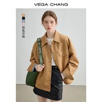 百亿补贴：VEGA CHANG 短外套女2024春季春复古宽松显瘦麂皮绒夹克上衣ins潮