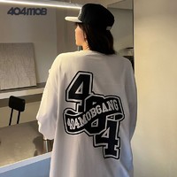 404MOBGANG 404MOB创意logo美式潮牌春秋圆领套头宽松情侣装基础长袖t恤男女