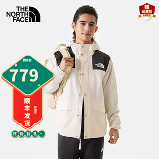 北面（The North Face）冲锋衣男款女款2024春季户外运动休闲上衣舒适防风夹克外套 QLI/米白色 S/165