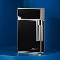 ZORRO佐罗朗声打火机煤油侧滑刚音金巴黎钉绿贝高档领导 雅致黑曜-尊雅银-标准版