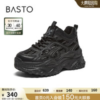 BASTO 百思图 2024冬季时尚老爹鞋厚底女休闲鞋B7195DM4 黑色 35