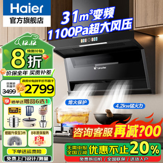 Haier 海尔 31m³双腔变频油烟机 自清洁抽烟机灶具套装