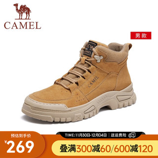 CAMEL 骆驼 户外登山靴男女同款潮流中帮休闲软底工装靴 GE12247126 驼色 44