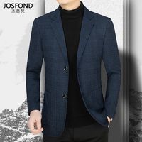 百亿补贴：JOSFOND 杰思梵 高档新款男士西装外套春秋格子商务休闲西服中年上衣爸爸