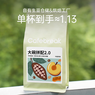 布蕾克cafebreak咖啡豆500g大碗吨吨醒醒拼配新鲜意式口粮商用豆油脂 大碗拼配2.0 500g 500g