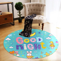 KAYE卡通圆形地垫加厚家用书房电脑转椅吊篮摇摇椅垫儿童房学习椅垫子 宝贝晚安  50/平/单拍不