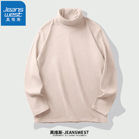 真维斯（JEANSWEST）半高领男士T恤秋冬款打底衫时尚简约内搭纯色百搭风青少年套头衫 杏色打底 XL(体重130斤-150斤)