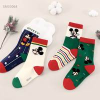 迪士尼女童袜子2024秋冬款棉袜棉可爱宝宝儿童短袜白色中筒袜男童 款 混色 33064- 4双 16-18cm/适合4-6岁